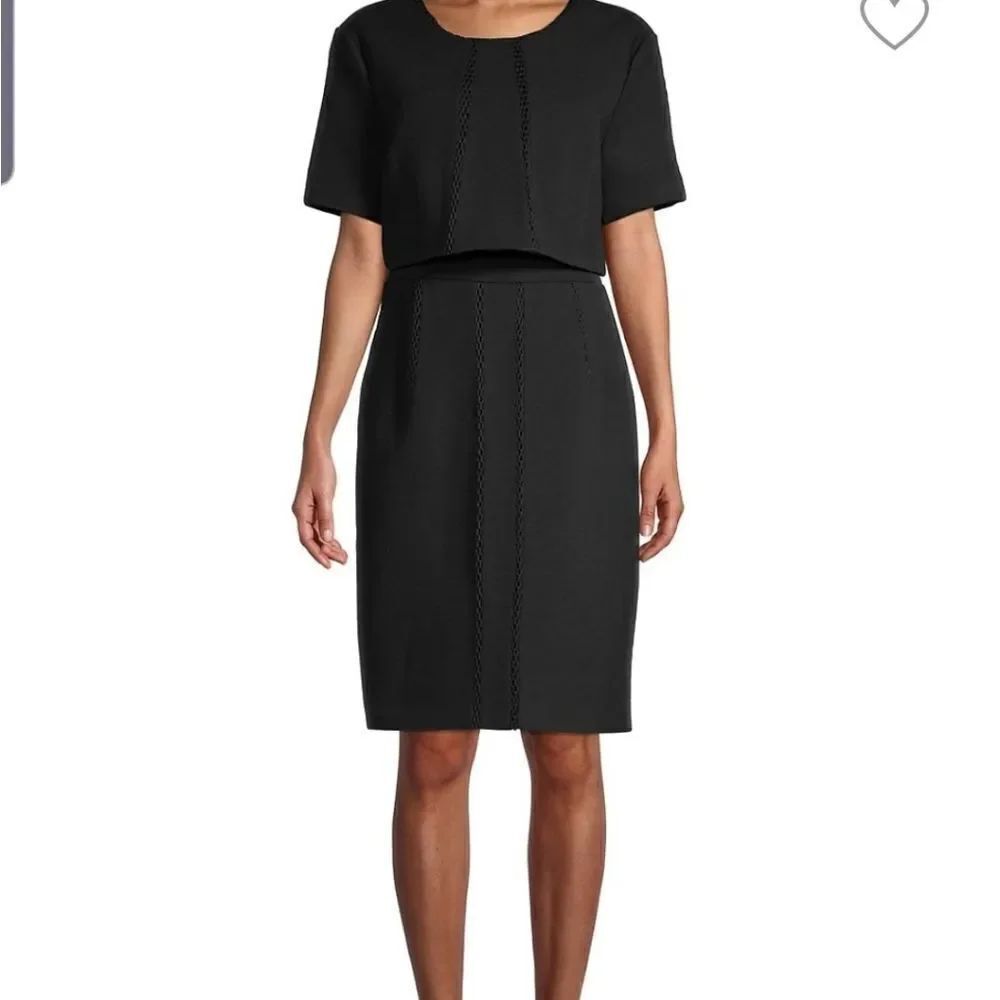 Toccin Popover Short-Sleeve black Sheath Dress Sz 40